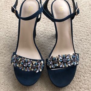 Nicole Miller Suede Jeweled Heels